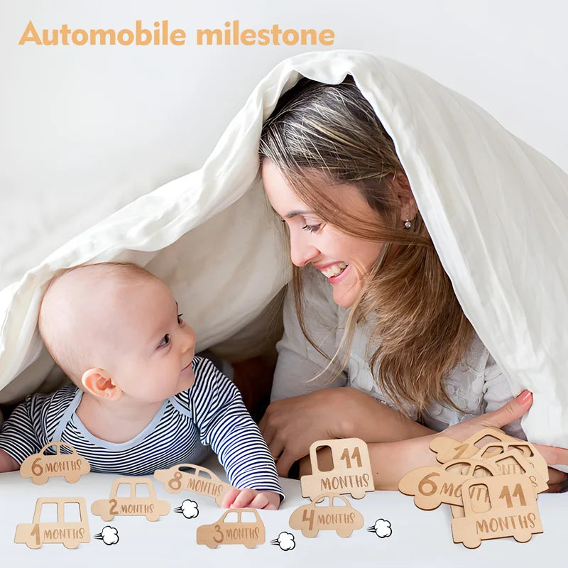 Axya Baby Wooden Milestone Cards for Newborn Photo Background & Birth Record