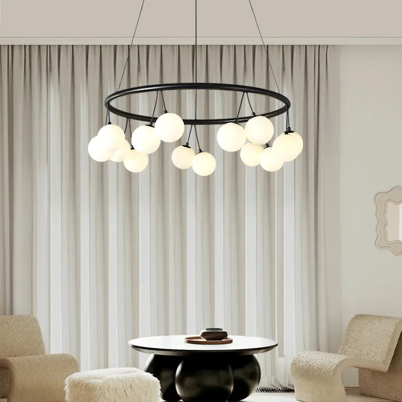 Axyaa White Glass Ball Chandelier Pendant for Kid's Room or Dining Area
