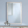 Axyaa Brushed Nickel Silver Metal Frame Vanity Wall Mirror 33" Wide Beveled Glass