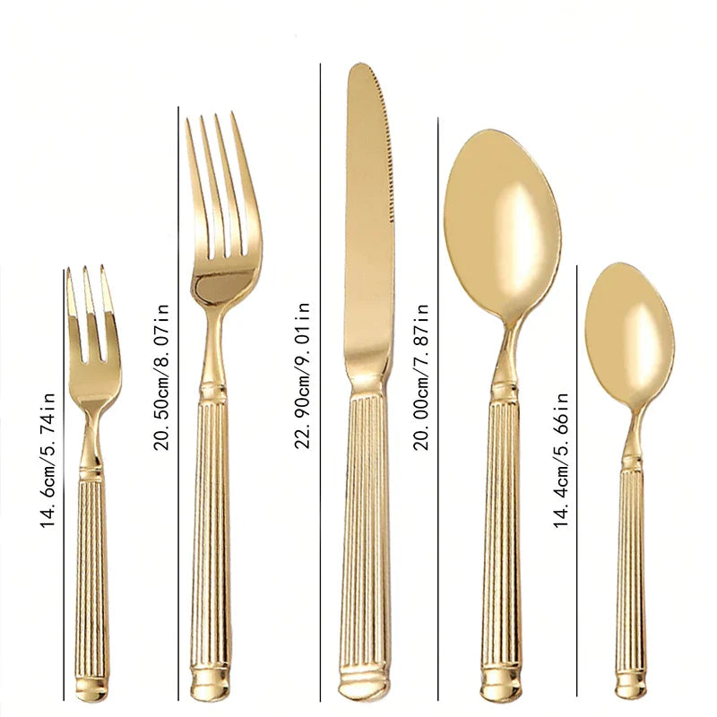 Axyaa Stainless Steel Cutlery Set, 5pcs Steak Fork Knife Spoon for Banquets
