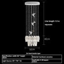 Axyaa Crystal Flower Chandelier for Stairway Loft, Villa, Hotel Lobby