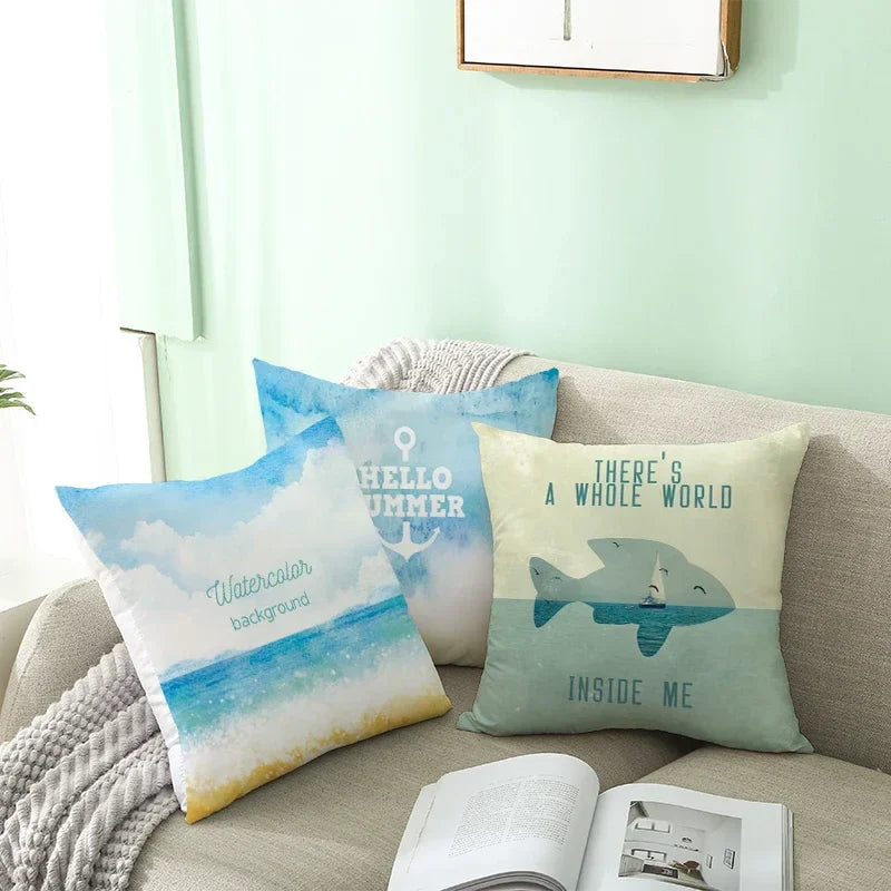 Axyaa Sailing Anchor Sofa Cushion Cover - Summer Beach Pillow for Home Decoration