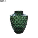 Axyaa Green Relief Glass Vase for Artificial Flowers Arrangement - Room Decor Aesthetic