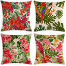 Tropical Floral & Bird Pattern Pillow Cover for Sofa, Bedroom & Car by Axyaa