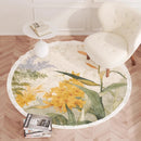 Axyaa Plush Flower Pattern Round Carpet: Soft Bedroom Rug for Living Room Décor