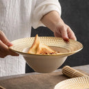 Axyaa Golden Grid Ceramic Salad Bowl - Nordic Style High-end Tableware