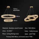 Axyaa Luxury Gold Metal Crystal LED Pendant Chandeliers for Home, Restaurant, Hotel
