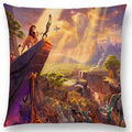 Axyaa Rustic Landscape Castle Lighthouse Oil Painting Cushion Cover