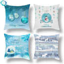 Axyaa Blue Ornament Pillowcase: Festive Home Decor Cushion Cover for Christmas & New Year
