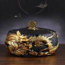 Axya Decorative Ashtray with Lid - Chinese Retro Style for Home and Office