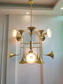 Axyaa Golden Horn Ceiling Chandelier - Artistic Staircase Pendant Light for Home Decor