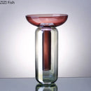 Axyaa Gradient Glass Vase Hydroponic Flower Pot Desk Decor Artificial Floral Arrangement