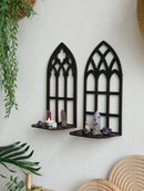 Gothic Hollow Wooden Shelf Wall Decoration for Witch Home Decor by Axyaa