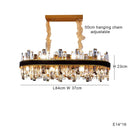Axyaa Smoky Grey Crystal Chandelier LED Pendant Light, Luxe Leather, Dimmable for Living Room