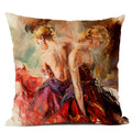 Axyaa Dancing Girl Oil Painting Decorative Pillow Cover 45x45cm