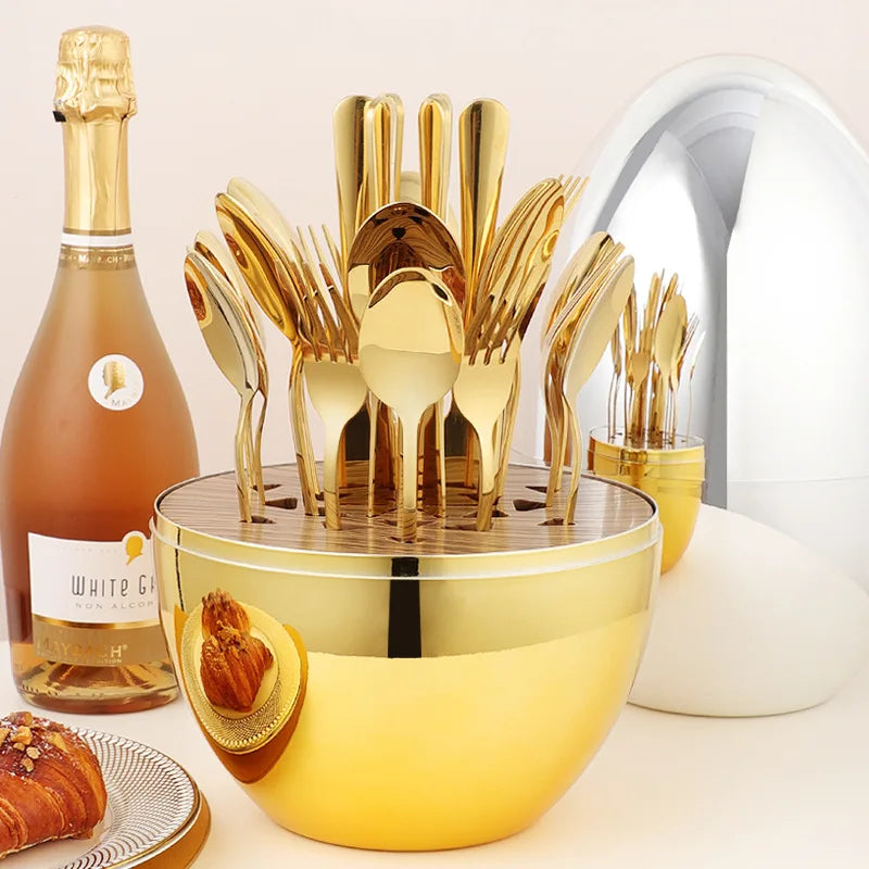 Axyaa Deluxe Gold Cutlery Set for 12 People - Elevate Your Dining Experience