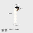Axyaa Glass Bedside LED Wall Lamp Copper Gold Black Parlor Shop Hotel Light Fixtures