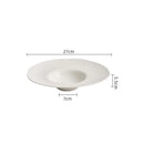 Axyaa White Hammer Straw Hat Pattern Ceramic Soup Plate