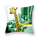 Axyaa Animal Print Pillow Cover - 45x45cm Square Polyester Decorative Cushion