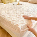 Axyaa Flannel Fleece Coral Fleece Fluffy Fitted Sheet for Double Beds - Winter Warm