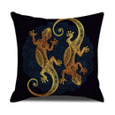Axyaa Gold Printed Decorative Linen Pillow Cover
