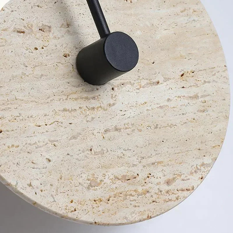 Axyaa Round Stone LED Wall Lights Black Metal Sconce Lamp