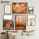 Nordic Deer Landscape Canvas Poster for Living Room Decor by Axyaa