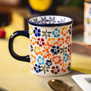 Axyaa Hand-Painted Ceramic Coffee Mug for Home and Office, Flowers Design