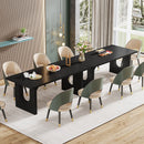 Axyaa 71" Modern Wood Dining Table for 6, Rectangular Kitchen Dinner Table with Pedestal Base