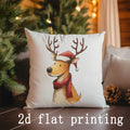 Axyaa Christmas Animal & Santa Pillow Covers for Sofa, Bedroom, Car - Festive Cushion Cover
