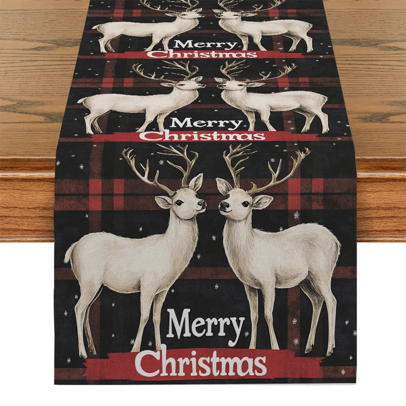 Axyaa Christmas Tree Snowflake Table Runner for Indoor Outdoor Holiday Dining