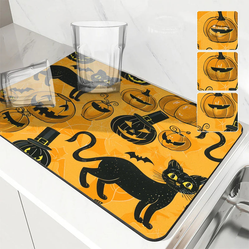 Axyaa Halloween Bat Head Dish Drying Mat