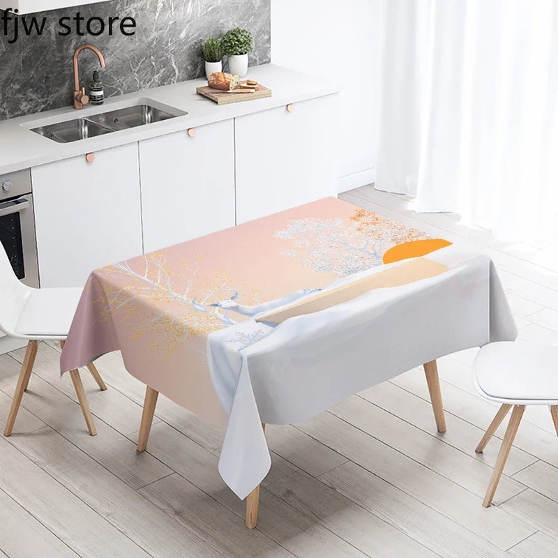 Axyaa Geometric Tree Waterproof Tablecloth for Home and Restaurant Decor