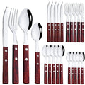 Axyaa 24-Piece Stainless Steel Wooden Handle Cutlery Set
