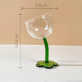 Axyaa Clear Flower Base Bent Stem Goblet 200ml Drinking Glass Set