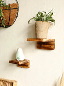 Axyaa Rustic Wooden Wall Shelf Square Floating Shelves Ledge Boho Home Decor.