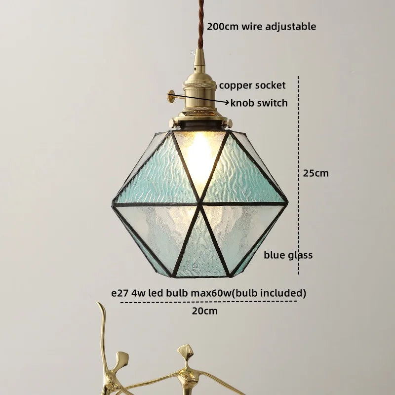 Axyaa Glass Copper LED Pendant Light for Home Decor - Nordic Style