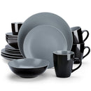 Axya™ Stoneware Crockery Tableware Set - Matte Black & Dark Grey, 48-Piece