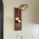 Axyaa Wood Wall Light Amber Glass Sconce E27 Gold Metal Brilliance