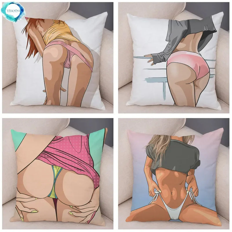 Axyaa Cartoon Lady Chest Decorative Pillowcase - Fashion Girl Design