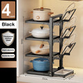Adjustable Pot Holder with Storage Shelf for Pots, Lids, Pans, and Seasoning Bottles by Axyaa