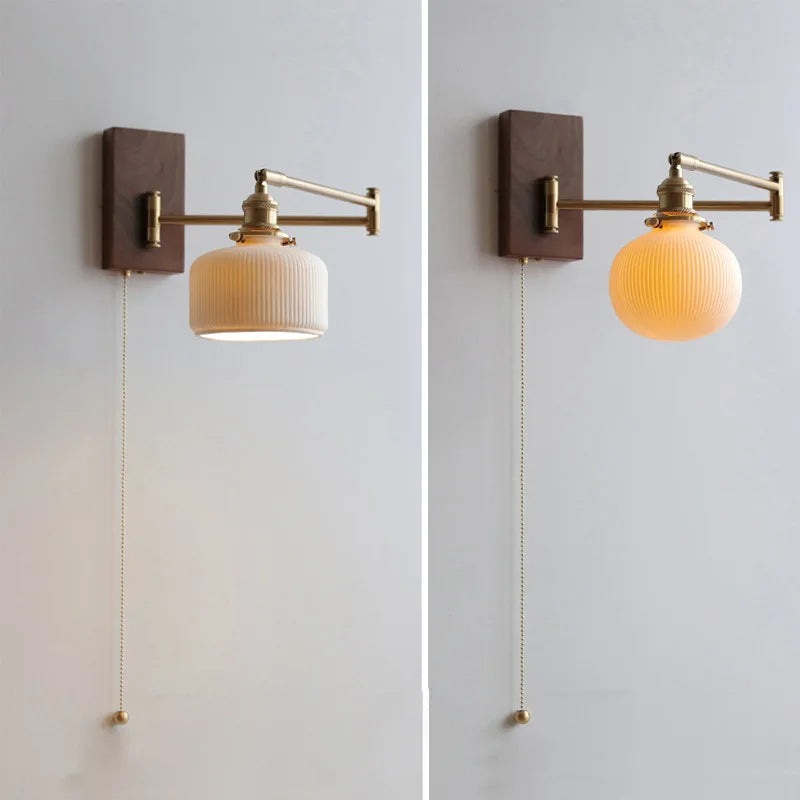 Axyaa Rotating Japanese Wall Lamp - Left Right Rotatable Long Arm Bedside Light