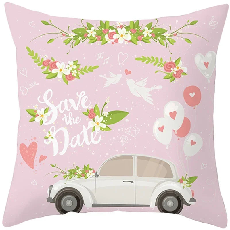 Axyaa Valentine's Day Parchment Pillow Set for Home Sofa, Square Pillowcase