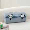 Axyaa Cloud Velvet Cartoon Pattern Blanket with Warm Belt Handle