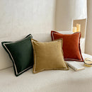 Axyaa Cozy Ribbed Linen Pillow Cover with Embroidered Border, 45x45cm