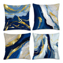 Axyaa Blue & Gold Abstract Marbling Pillow Covers for Sofa, Bedroom, Car