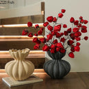 Axyaa Lotus Ruffles Ceramic Vase: Aesthetic Floral Room Decor & Flowers Arrangement
