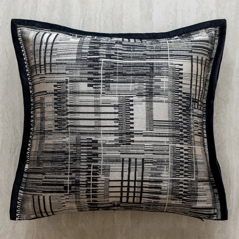 Axyaa Slub Woven Texture Pillow Cover in Black Brown for Living Room Sofa Bed