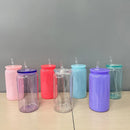 Axyaa Colorful Lid Plastic Cup with Straws - Replacement for Can Shaped Iced Coffee Juice Mug