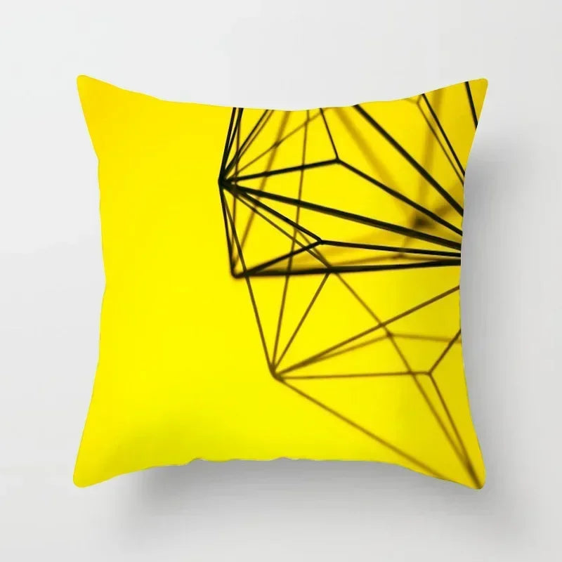 Geometric Black Yellow Cushion Covers - Axyaa Modern 18" Throw Pillow Case